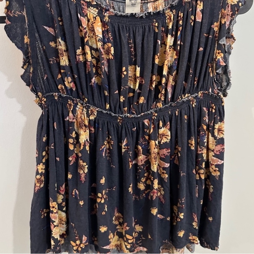 Floral Ruffle Sleeve Women's Blouse